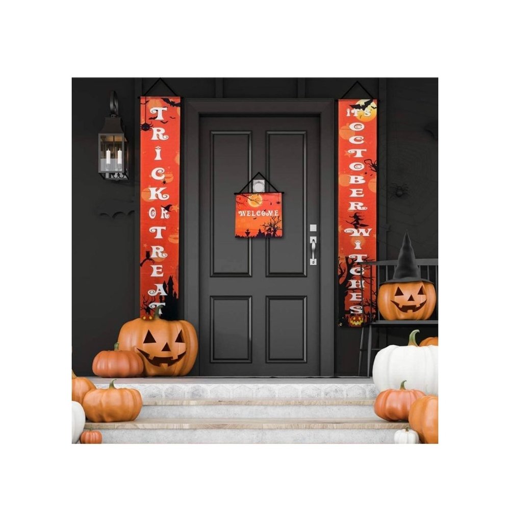 DECOMEN Halloween Porch Decorations Hanging Welcome Sign Decor 3 pack